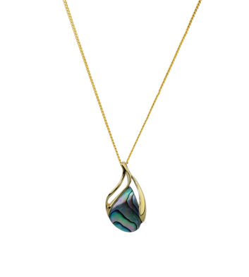 Gold Paua Shell Pendant Necklace
