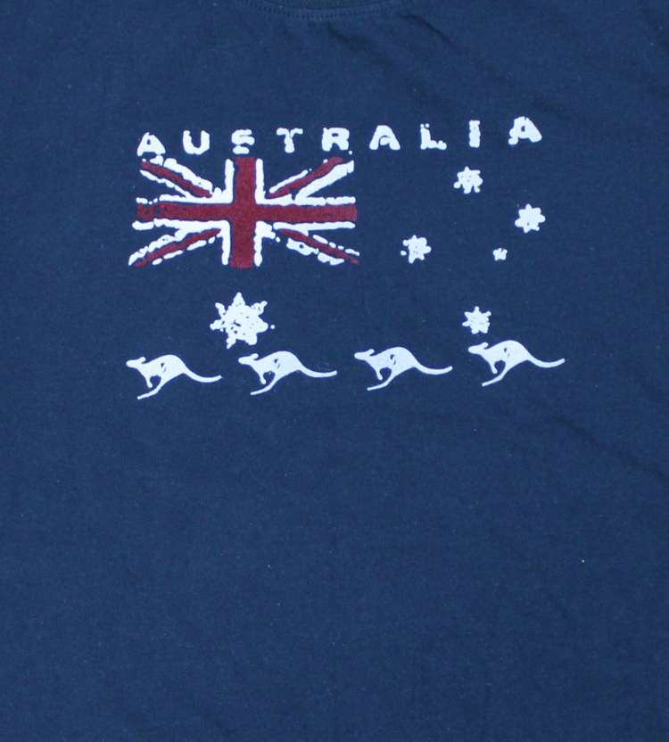Flocked AUS Flag and Kangaroo T-Shirt | Australia the Gift | Australia ...