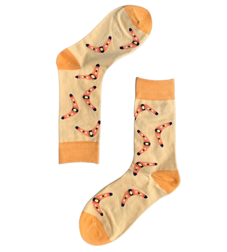 Cream Boomerang Socks | Australia the Gift | Australia's No. 1 ...